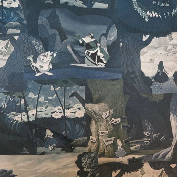 VINTAGE 1970 ALICE IN WONDERLAND KENNINGTON DISNEY POLYESTER DISCO SHIRT Sz L - Picture 4 of 5